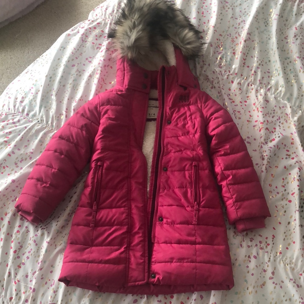Abercrombie kids 3/4 girls pink adventure parka